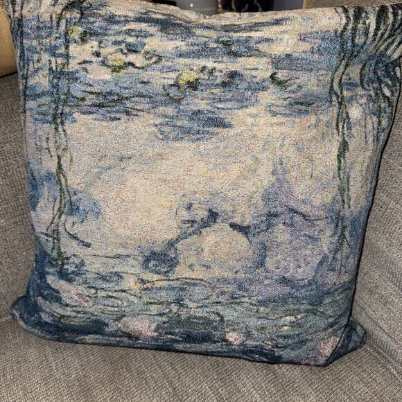 Tapestry Decorative Pillow Blue/Tan World Traveler Collection NWT 16" - Picture 1 of 5